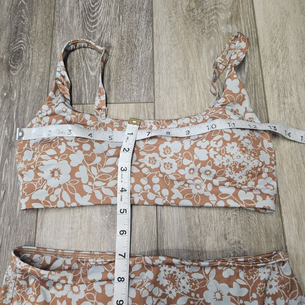 Everlane Bikini Set Blue Honey Floral Square Neck High Waist Women's XS Small - Picture 2 of 9